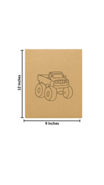 DIY traditional painting of a monster truck on MDF board – perfect for kids to paint with size