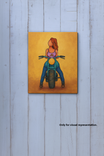 DIY MDF Painting Board with Woman Riding Motorcycle Outline – painted