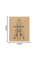 DIY MDF Painting Board with Woman Riding Motorcycle Outline – Unpainted with size