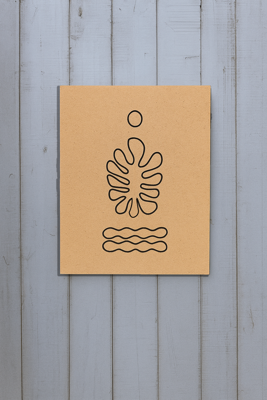 DIY traditional abstract painting panel with engraved outline on MDF board