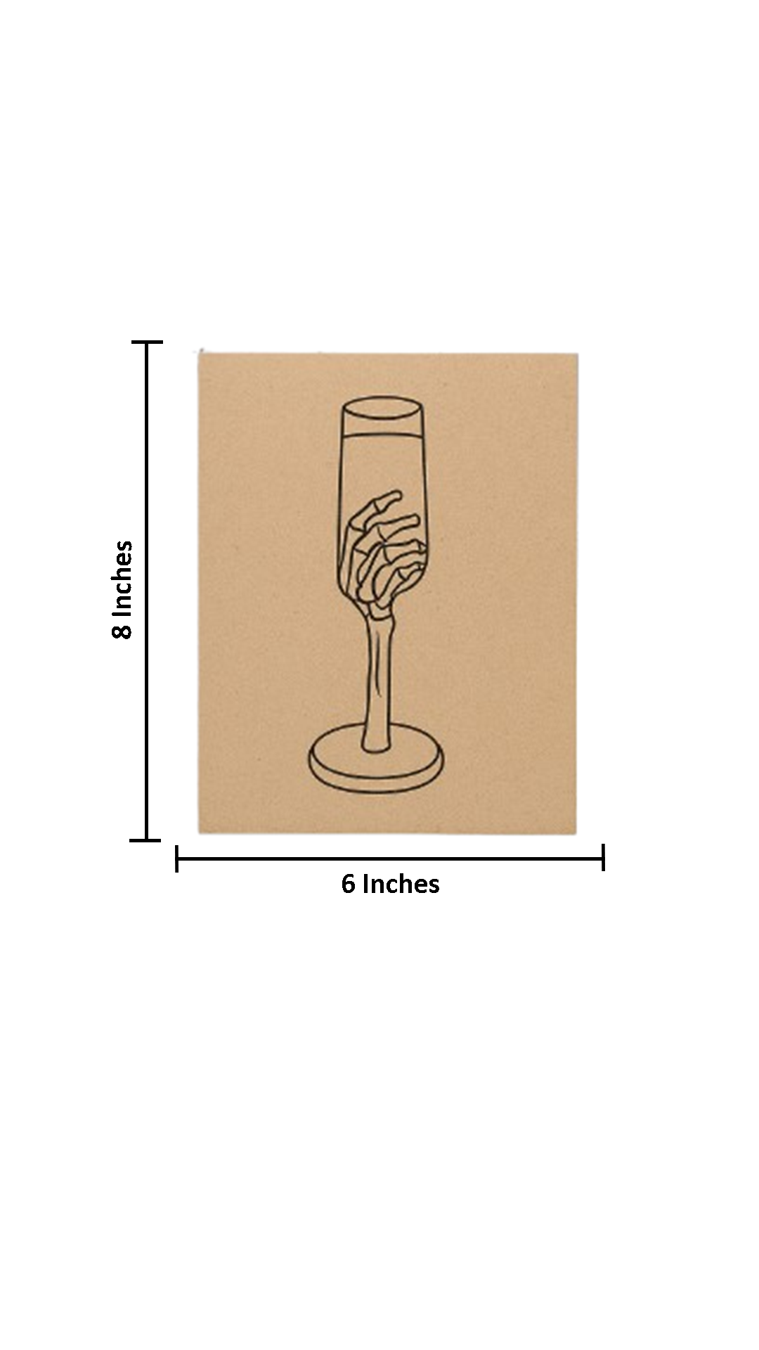 DIY MDF painting of a skeleton hand holding a wine glass – pre-marked base for painting with size