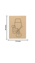 Unpainted MDF board with pre-marked design of hand holding a wine glass – DIY art base with size