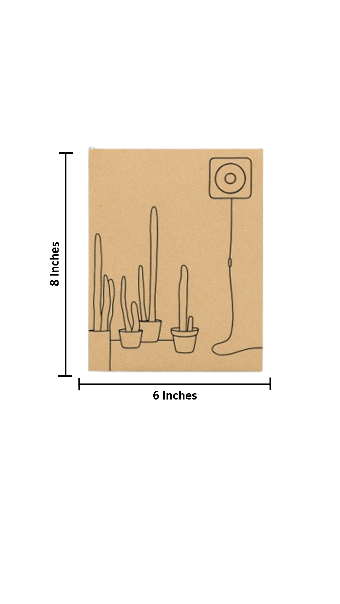 Pre-marked MDF painting board featuring cactus pots and wall art outline with size