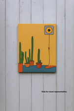  MDF painting board featuring cactus pots and wall art outline
