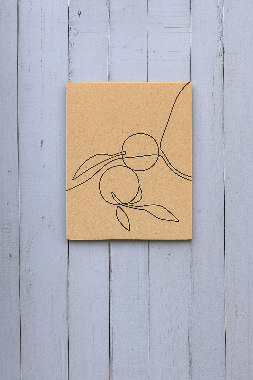 DIY MDF Painting Board with Minimalist Orange Branch Outline – Unpainted