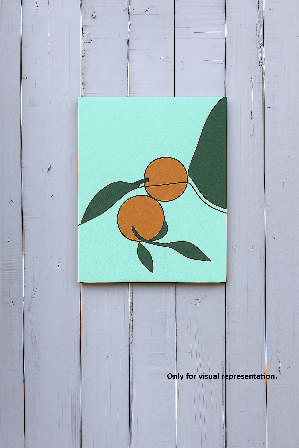 DIY MDF Painting Board with Minimalist Orange Branch Outline – painted