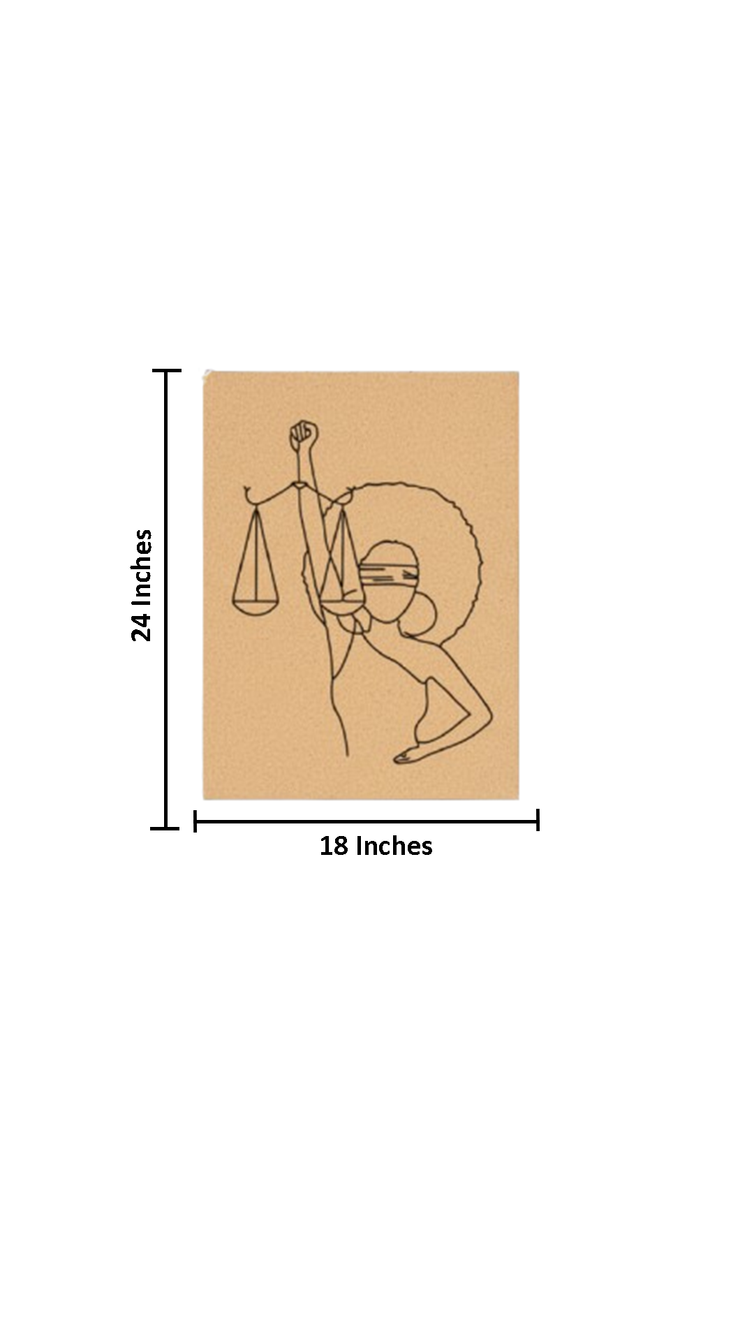 DIY MDF Painting Board with Lady Justice Afro Outline – Unpainted with size