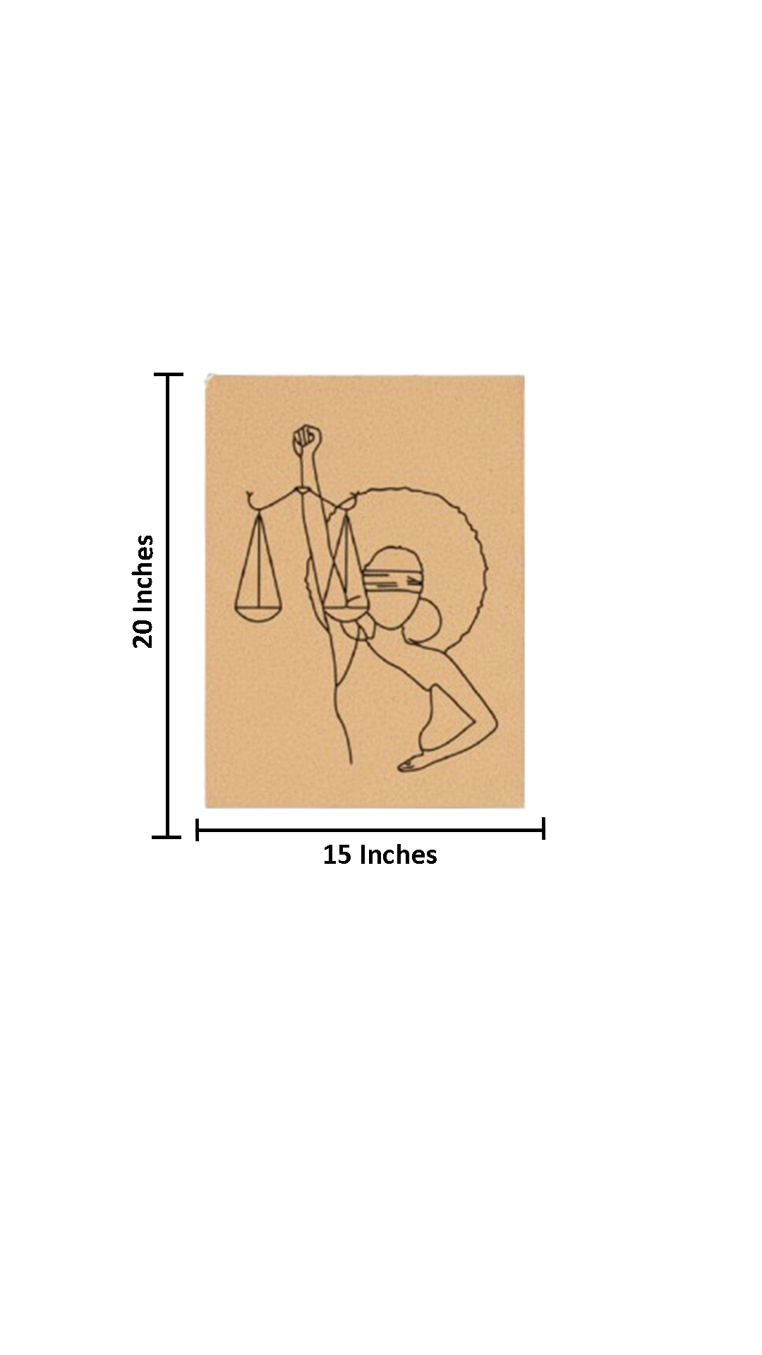 DIY MDF Painting Board with Lady Justice Afro Outline – Unpainted