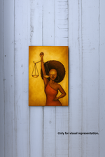 DIY MDF Painting Board with Lady Justice Afro Outline – painted