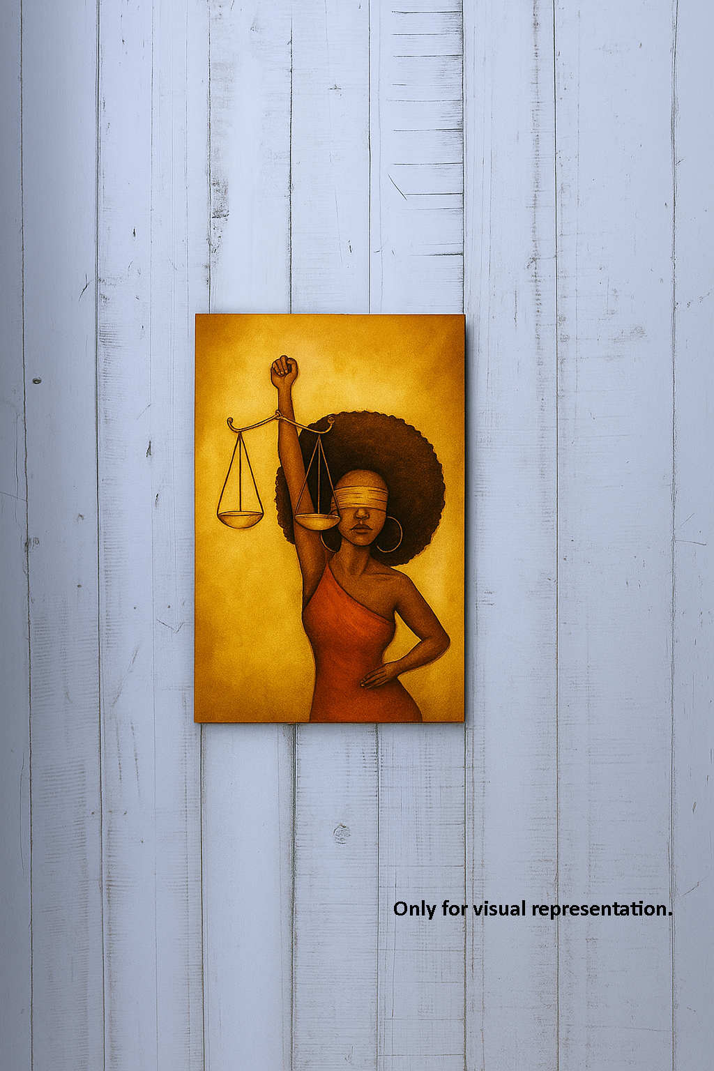 DIY MDF Painting Board with Lady Justice Afro Outline – painted