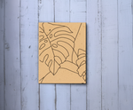 Unpainted MDF pre-marked monstera leaf design for DIY painting projec