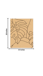 Unpainted MDF pre-marked monstera leaf design for DIY painting projec with size