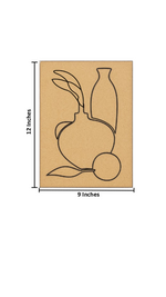 Pre-marked MDF painting board with abstract vase, leaves, and fruit outline design with size