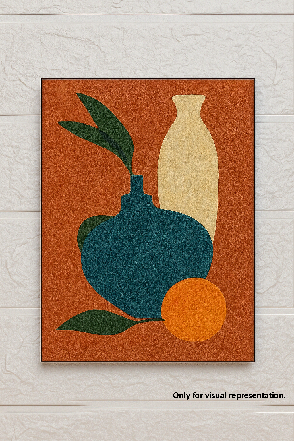 MDF painting board with abstract vase, leaves, and fruit outline design.
