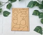 DIY MDF Painting Board with Geometric Abstract Shapes Outline – Unpainted