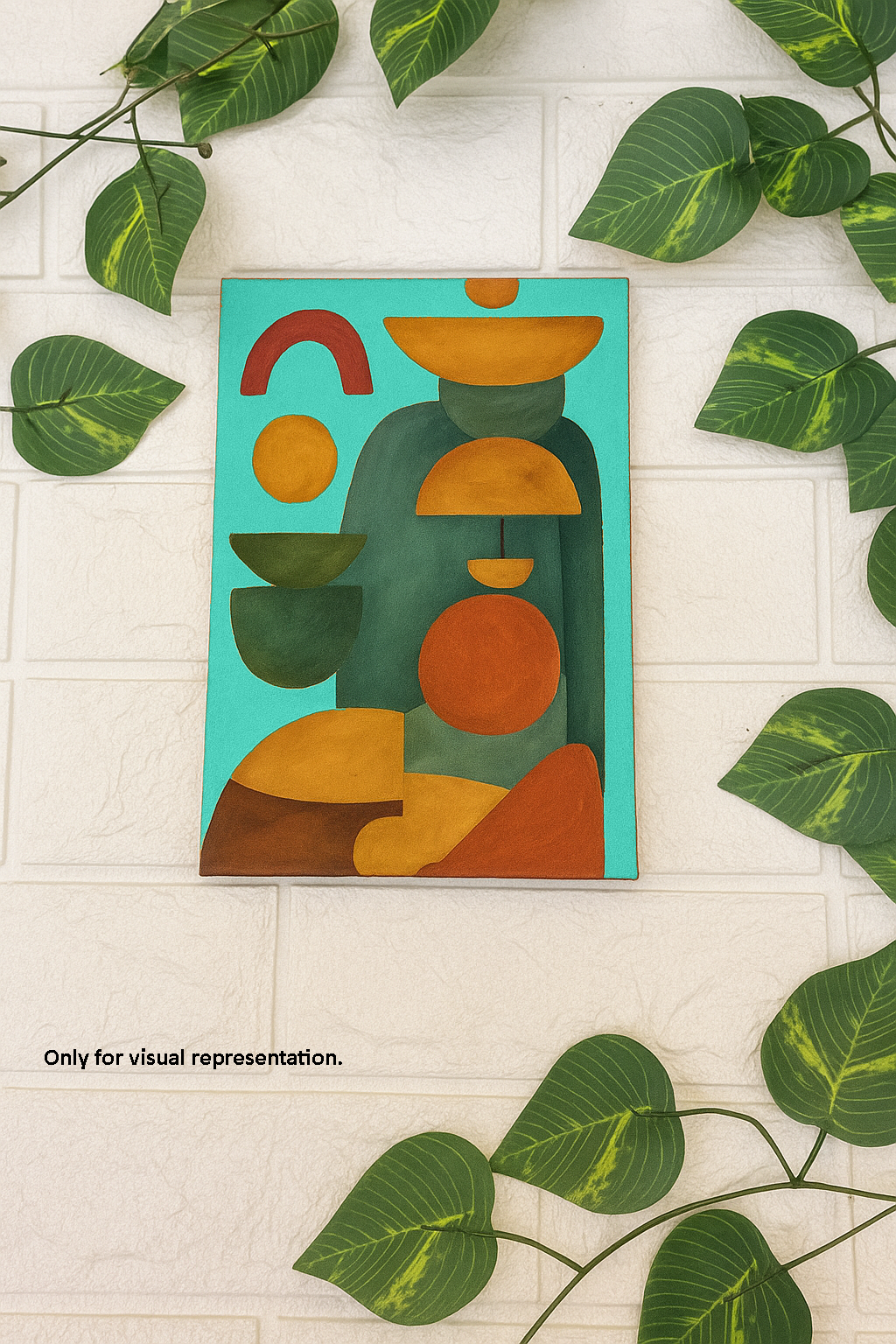 DIY MDF Painting Board with Geometric Abstract Shapes Outline – painted