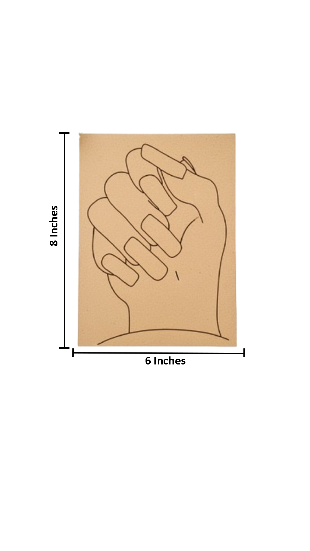 DIY traditional painting MDF art panel featuring a bold line art of a hand holding another hand with size