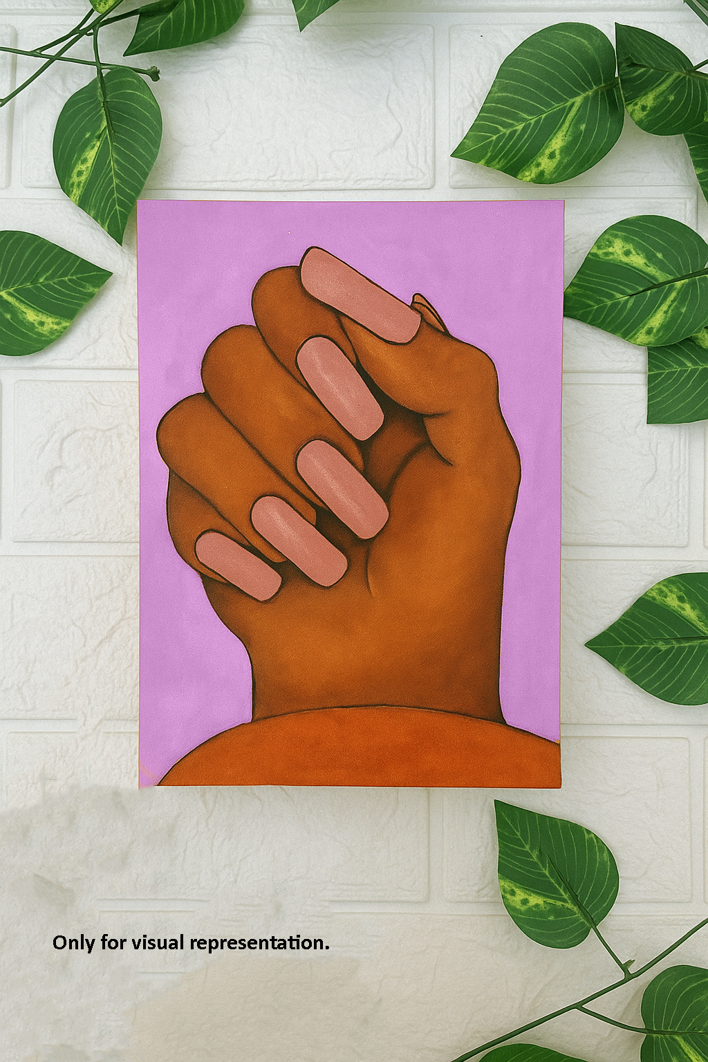 DIY traditional painting MDF art panel featuring a bold line art of a hand holding another hand