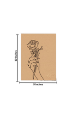 Pre-marked MDF painting board featuring a hand holding a rose design. with size