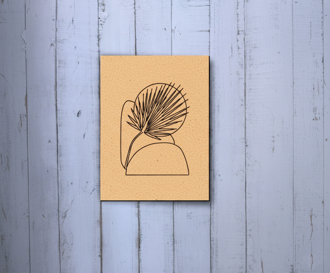 DIY MDF Painting Board with Minimalist Abstract Leaf Outline – Unpainted
