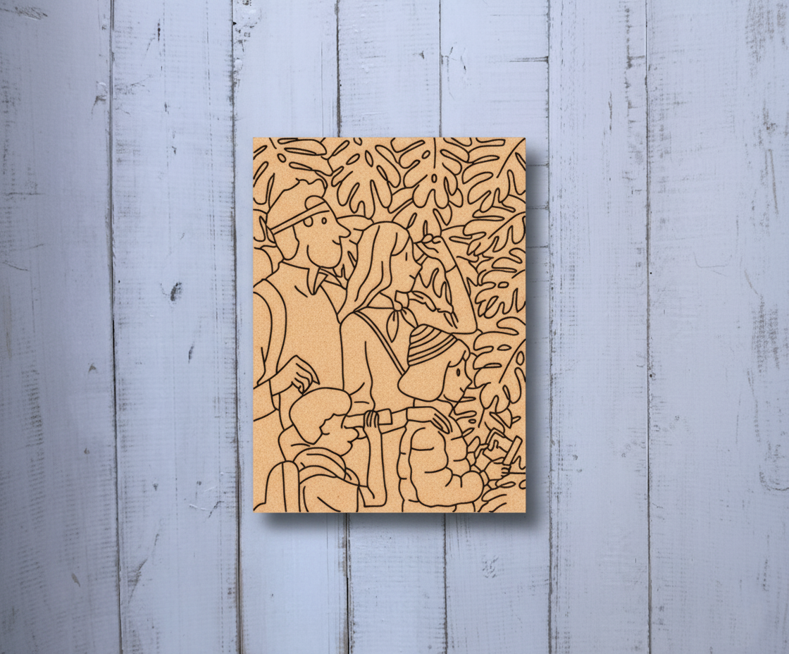 DIY MDF Painting Board with Family Nature Walk Outline – Unpainted