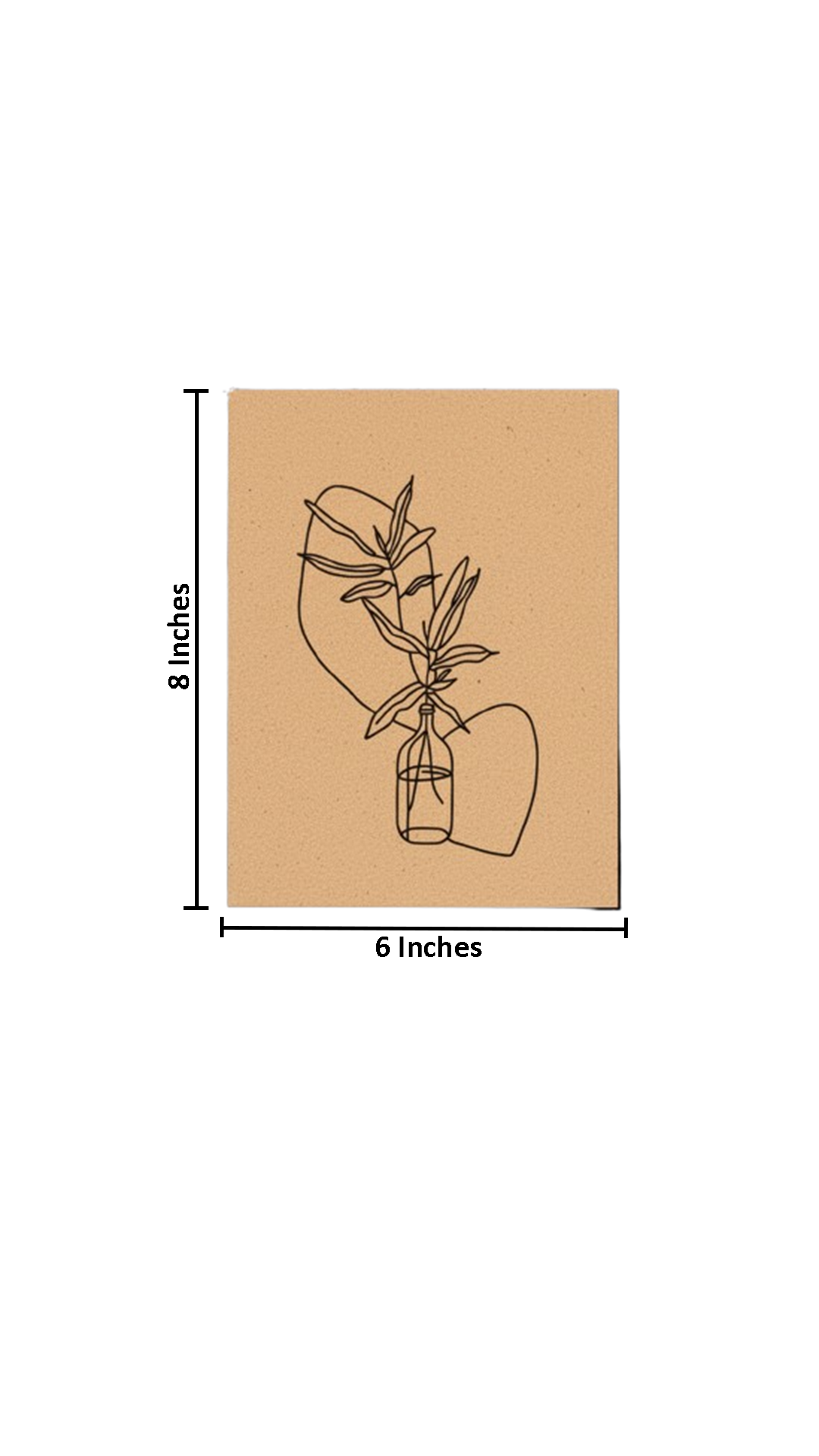 Unpainted DIY Traditional Painting Base – Minimalist Leaf in Bottle Line Art on MDF Board with size