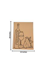 Unpainted MDF pre-marked wine bottle, glass and fruit outline for DIY painting activity with size