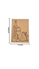 Unpainted MDF pre-marked wine bottle, glass and fruit outline for DIY painting activity with size