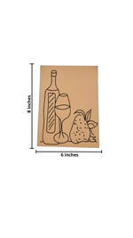 Unpainted MDF pre-marked wine bottle, glass and fruit outline for DIY painting activity with size