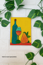 painted MDF pre-marked wine bottle, glass and fruit outline for DIY painting activity