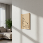 MDF pre-marked wine bottle, glass and fruit outline for DIY painting activity, mounted on wall