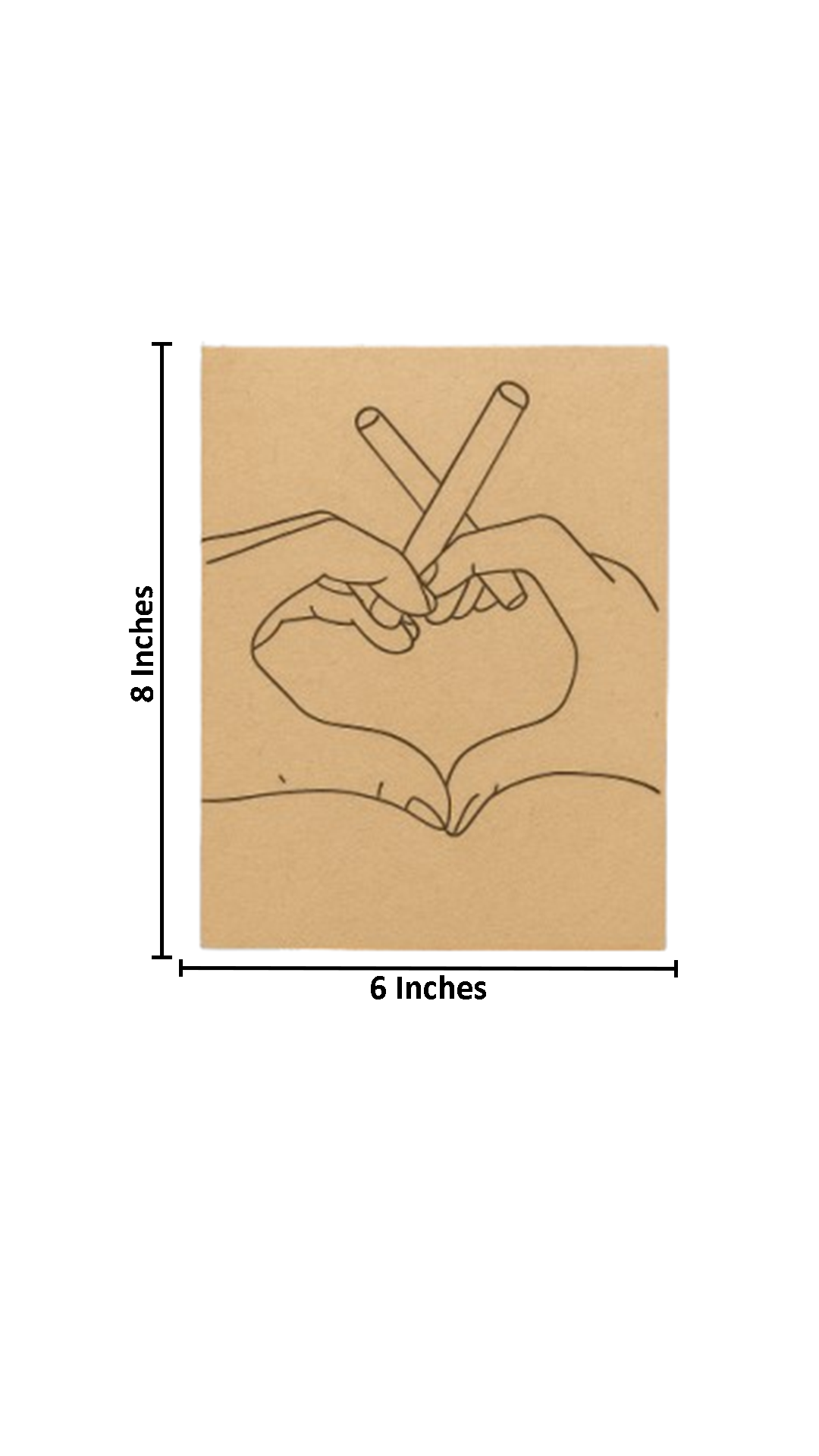 DIY MDF Traditional Painting Board with Heart Hands Outline – Unpainted with size