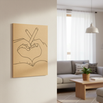 DIY MDF Traditional Painting Board with Heart Hands Outline – Unpainted, mounted on wall