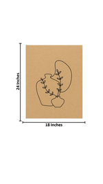 MDF wall art panel with abstract vase and leaf outline design, unpainted with size