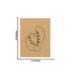 MDF wall art panel with abstract vase and leaf outline design, unpainted with size