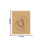 MDF wall art panel with abstract vase and leaf outline design, unpainted with size