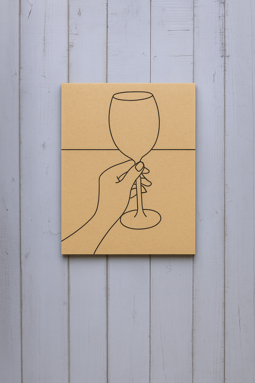 Unpainted DIY Traditional Painting Base – Hand Holding Wine Glass Design on MDF Board