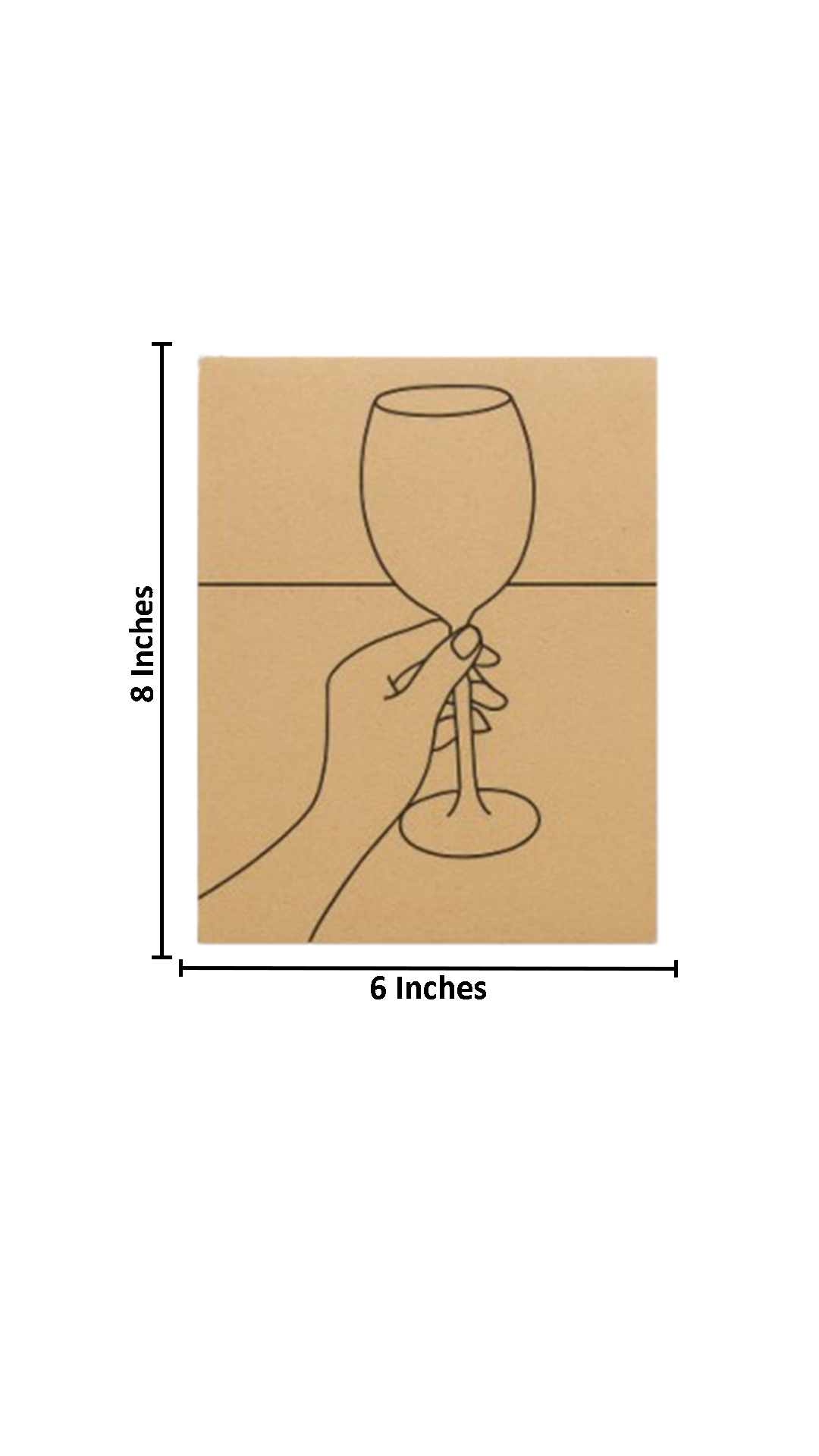 Unpainted DIY Traditional Painting Base – Hand Holding Wine Glass Design on MDF Board with size