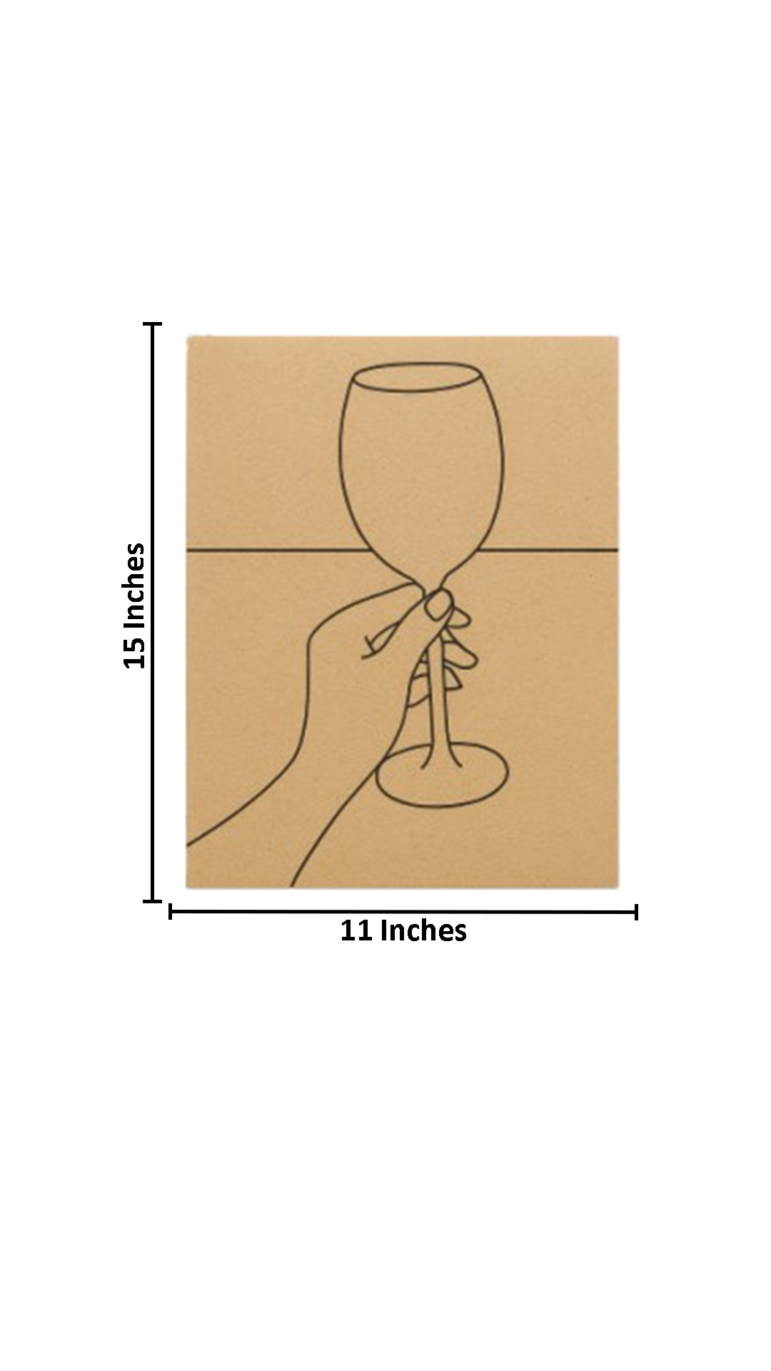 Unpainted DIY Traditional Painting Base – Hand Holding Wine Glass Design on MDF Board with size