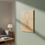 Unpainted DIY Traditional Painting Base – Hand Holding Wine Glass Design on MDF Board, mounted on wall