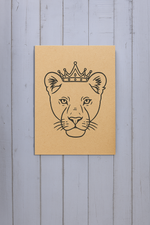  DIY lion king traditional painting with crown in vibrant yellow background – home décor wall art