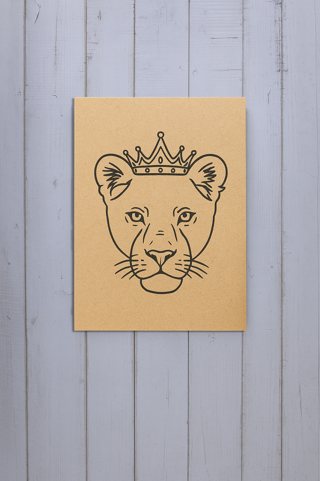  DIY lion king traditional painting with crown in vibrant yellow background – home décor wall art