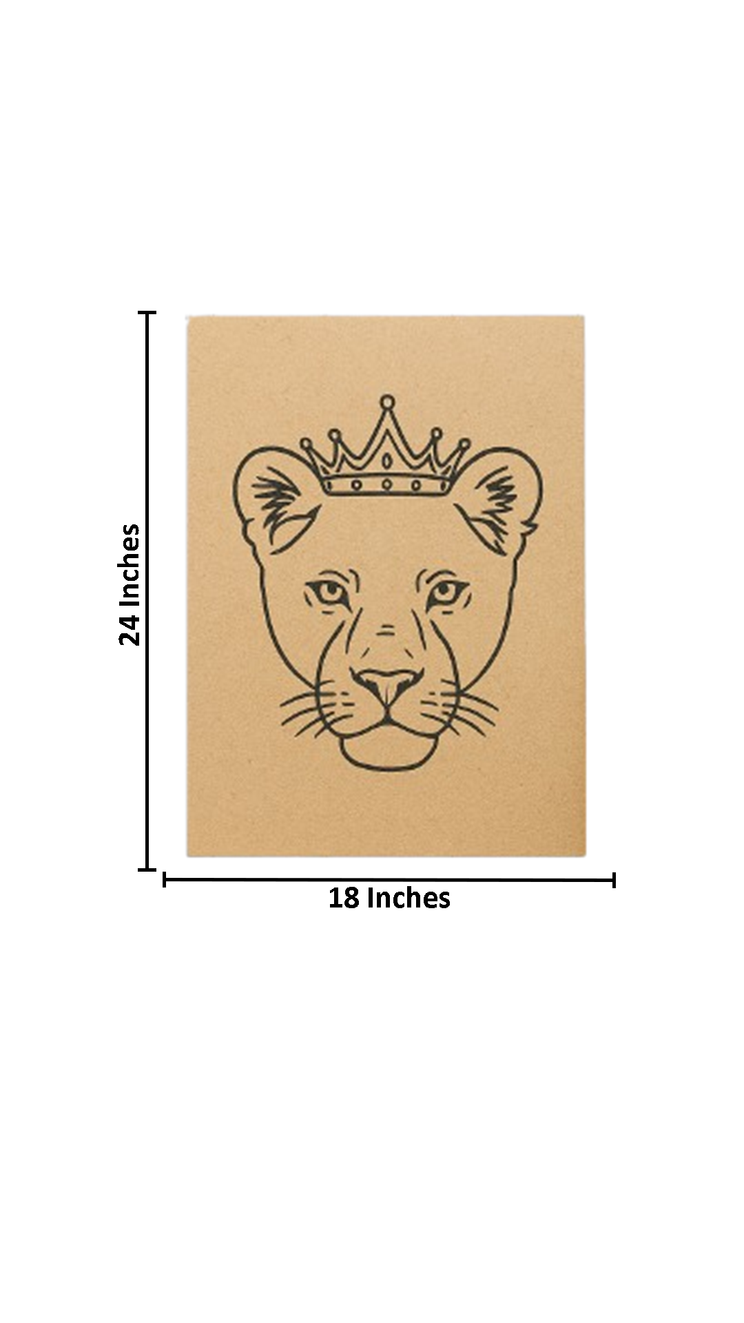  DIY lion king traditional painting with crown in vibrant yellow background – home décor wall art with size