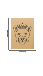  DIY lion king traditional painting with crown in vibrant yellow background – home décor wall art with size