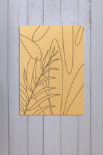 DIY tropical leaves design MDF painting board with engraved outlines for coloring.