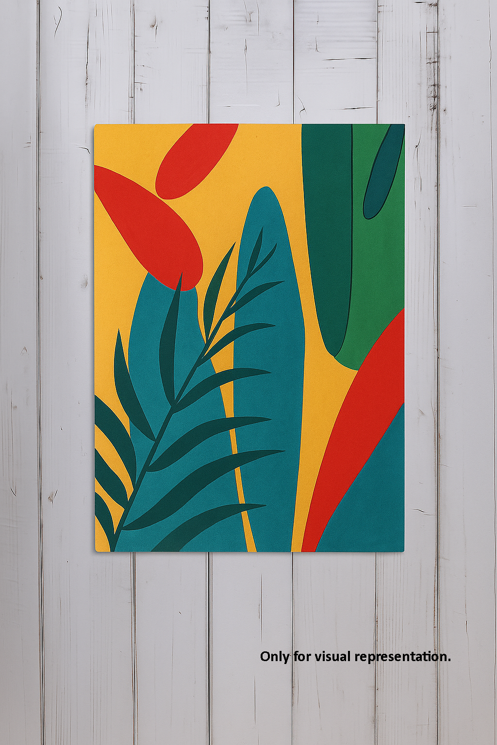 DIY tropical leaves design MDF painting board with engraved outlines for coloring.