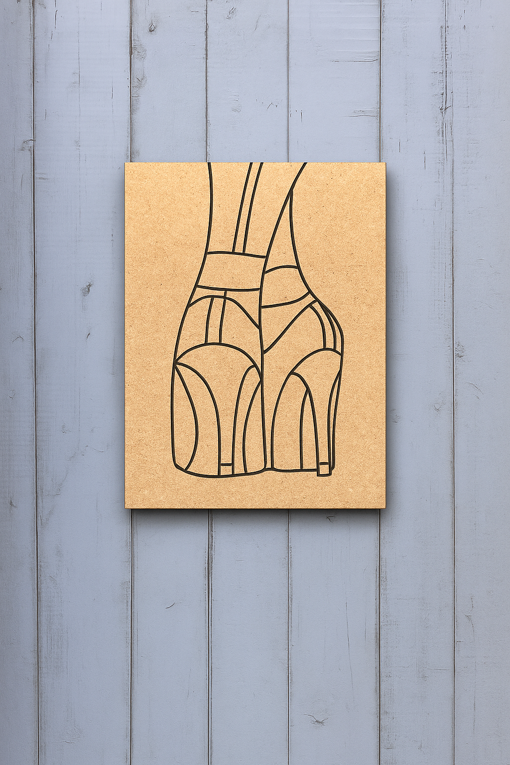 DIY MDF Traditional Painting Board with High Heels Outline – Unpainted