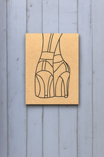 DIY MDF Traditional Painting Board with High Heels Outline – Unpainted