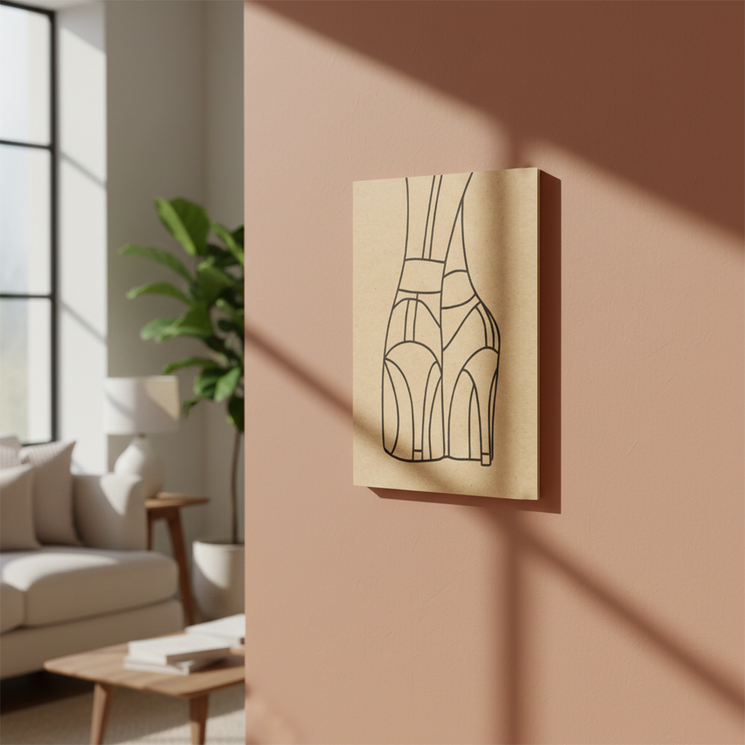 DIY MDF Traditional Painting Board with High Heels Outline – Unpainted, mounted on wall