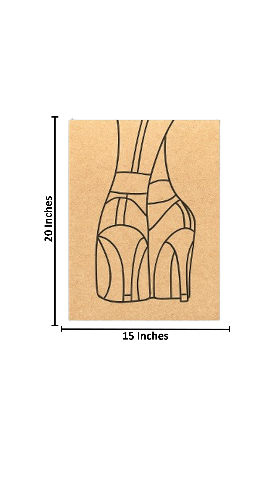 DIY MDF Traditional Painting Board with High Heels Outline – Unpainted with size